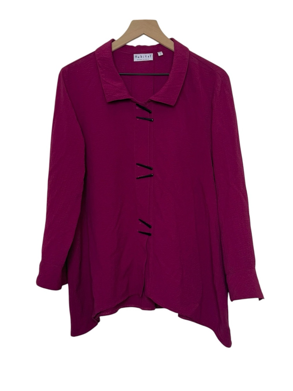 Habitat Clothes to Live In XL Crinkly Gauze Unique Button Blouse Lagenlook